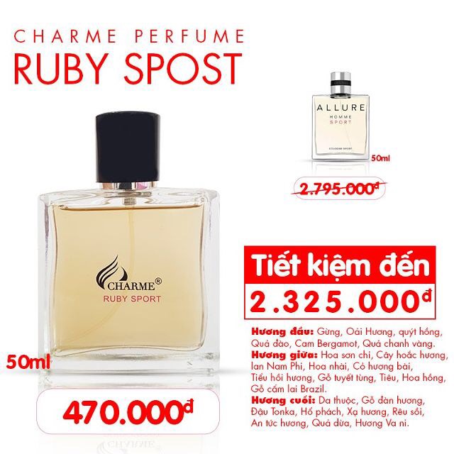 Nước hoa nam Charme Ruby Sport