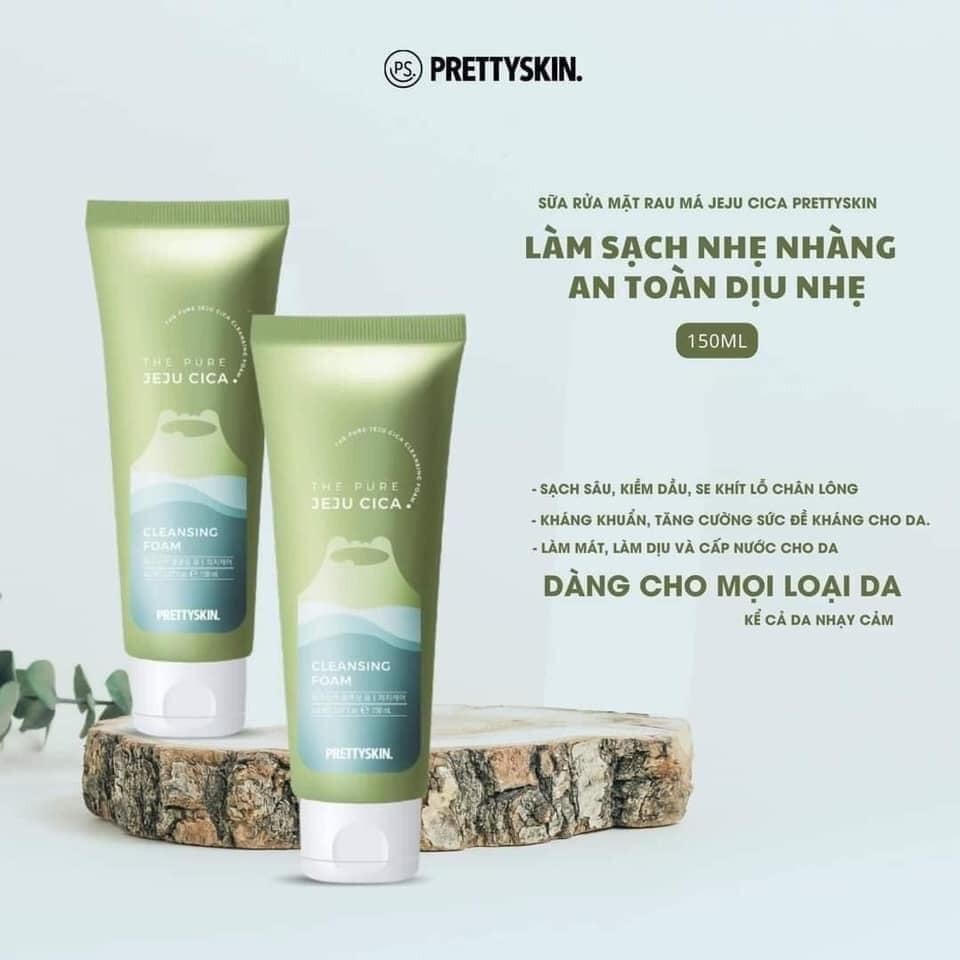 Sữa Rửa Mặt Rau Má Pretty Skin The Pure Jeju Cica Cleansing Foam