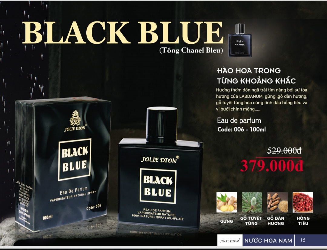 Nước Hoa Nam Black Blue Jolie Dion