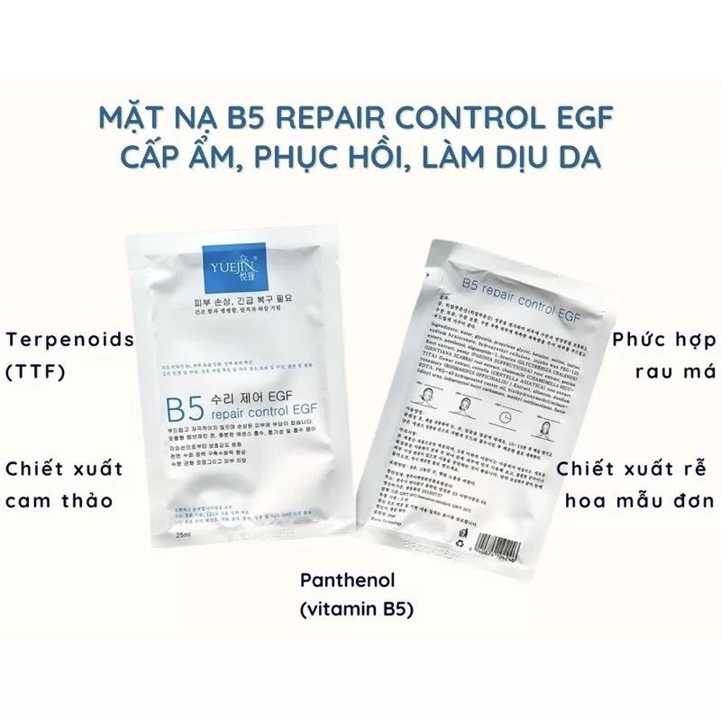 Mặt nạ cấp ẩm phục hồi da B5 Yuejin Repair Control EGF 1