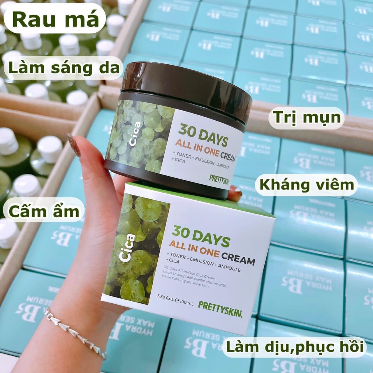 Kem dưỡng rau má Pretty Skin Cica 30 Days All In One Cream