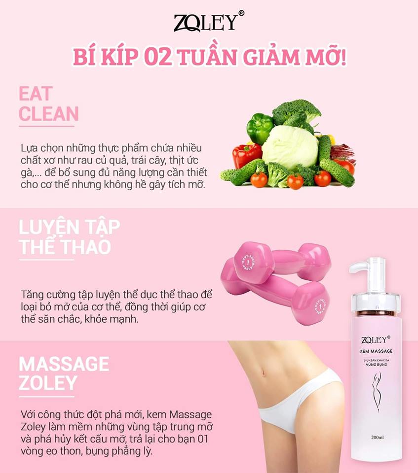 Kem massage tan mỡ bụng Zoley