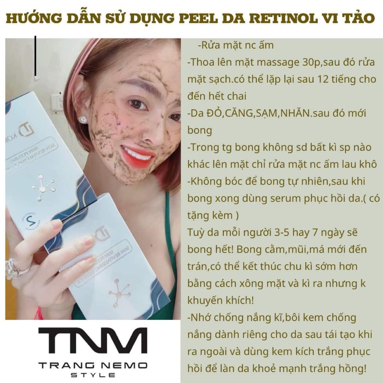 Peel da Retinol Vi tảo Trang Nemo