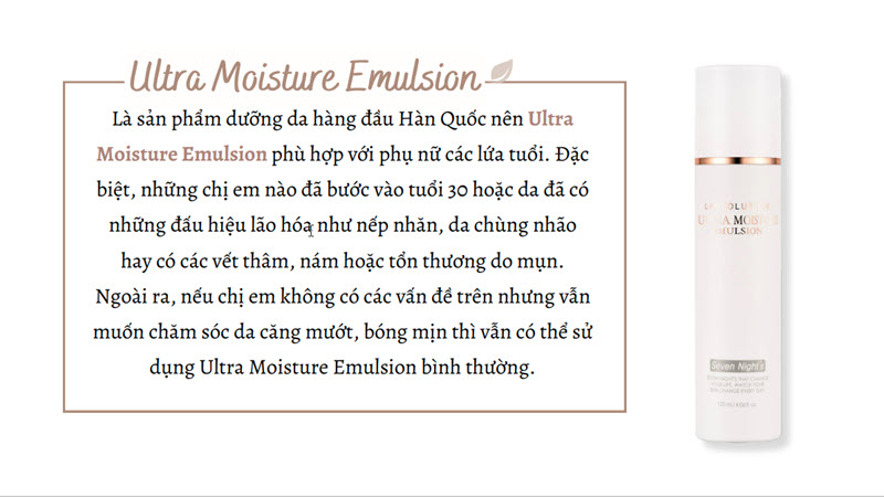 Nhũ Tương Dưỡng Ẩm Seven Night's Lap Solution Ultra Moisture Emulsion