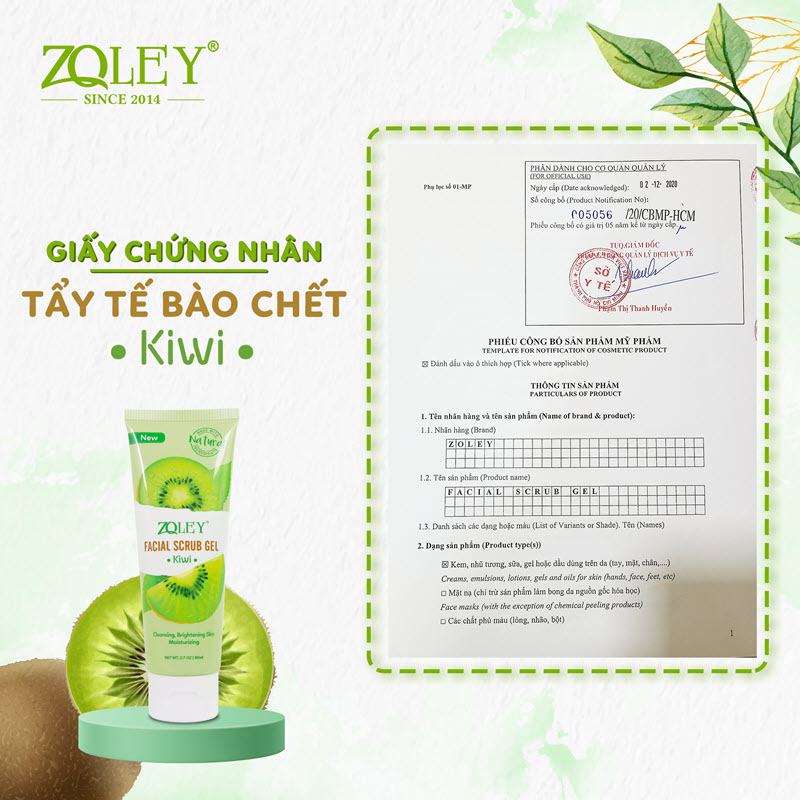 Tẩy da chết da mặt Zoley Kiwi