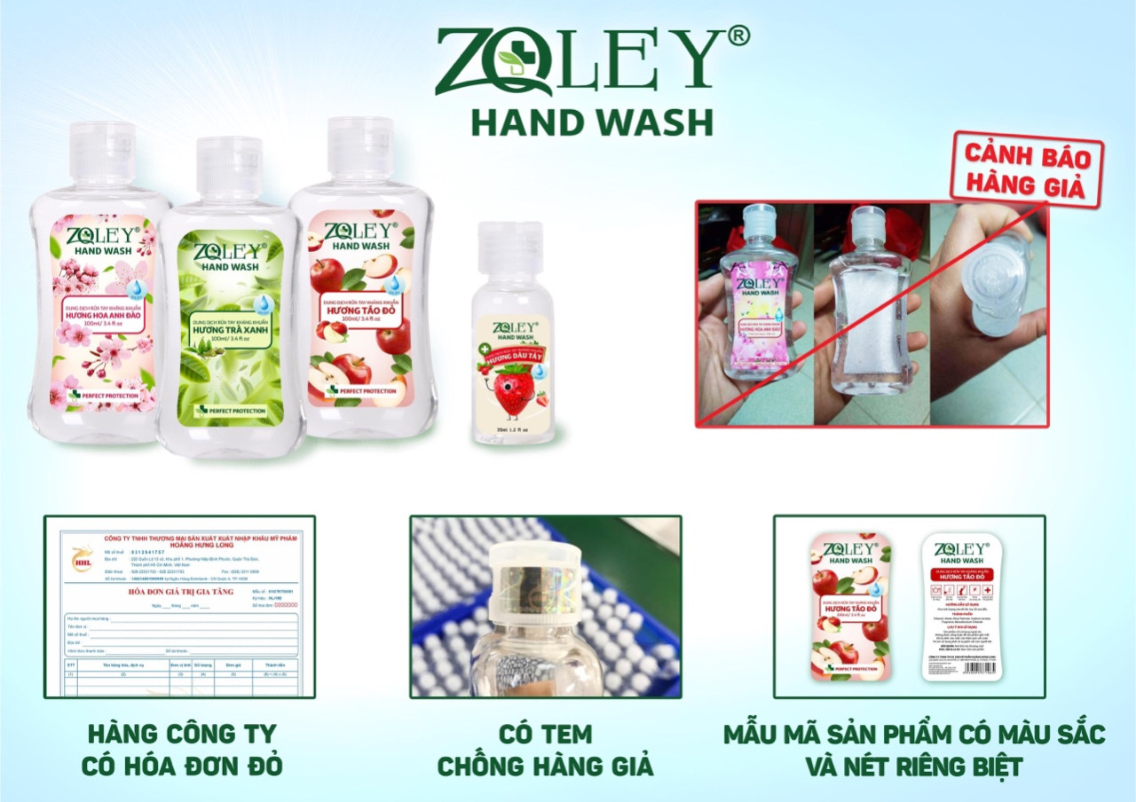 Nước rửa tay sát khuẩn Zoley giả xuất hiện thị trường