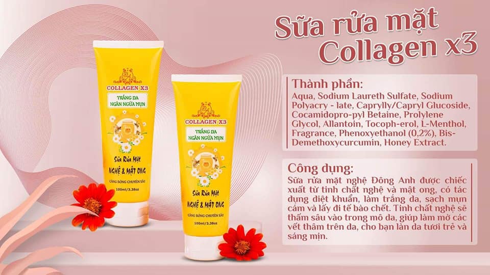 Sữa rửa mặt Nghệ Đông Anh Collagen X3