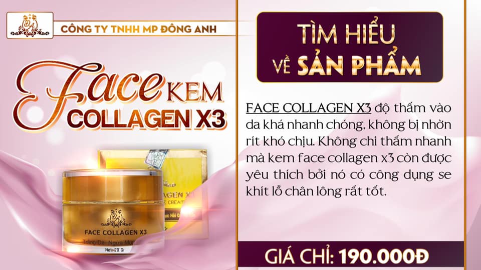 Kem trắng da mặt Collagen X3