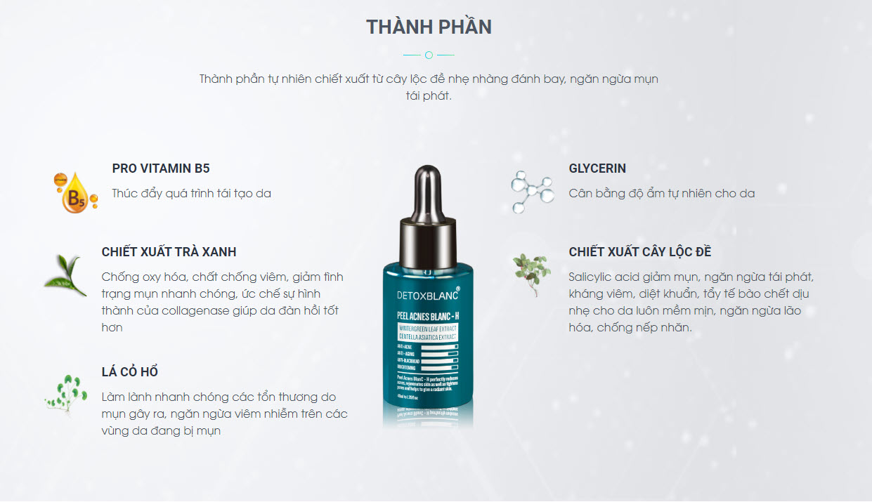 Serum trị mụn Detox Blanc lộc đề  H cho da mụn nhiều