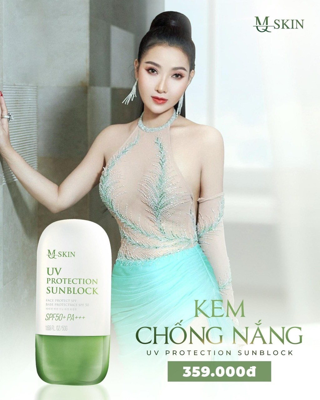 Mẫu Mới 2023] Kem Chống Nắng Nhân Sâm MQ Skin (50g)