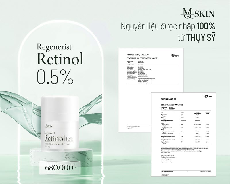 Kem hỗ trợ tái tạo trẻ hóa làn da Retinol MQskin