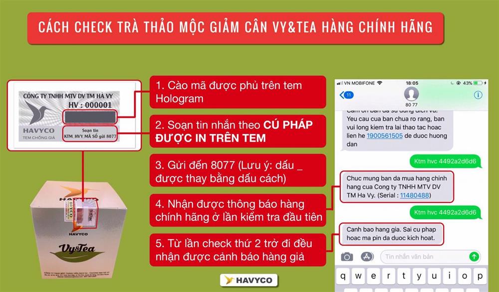 Kiểm tra hàng thật trà vy tea